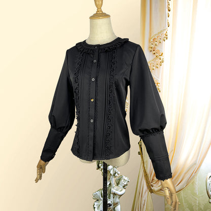 Victorian Blouse Womens Gothic Shirt Vintage Long Sleeve Lotus Ruffle Tops