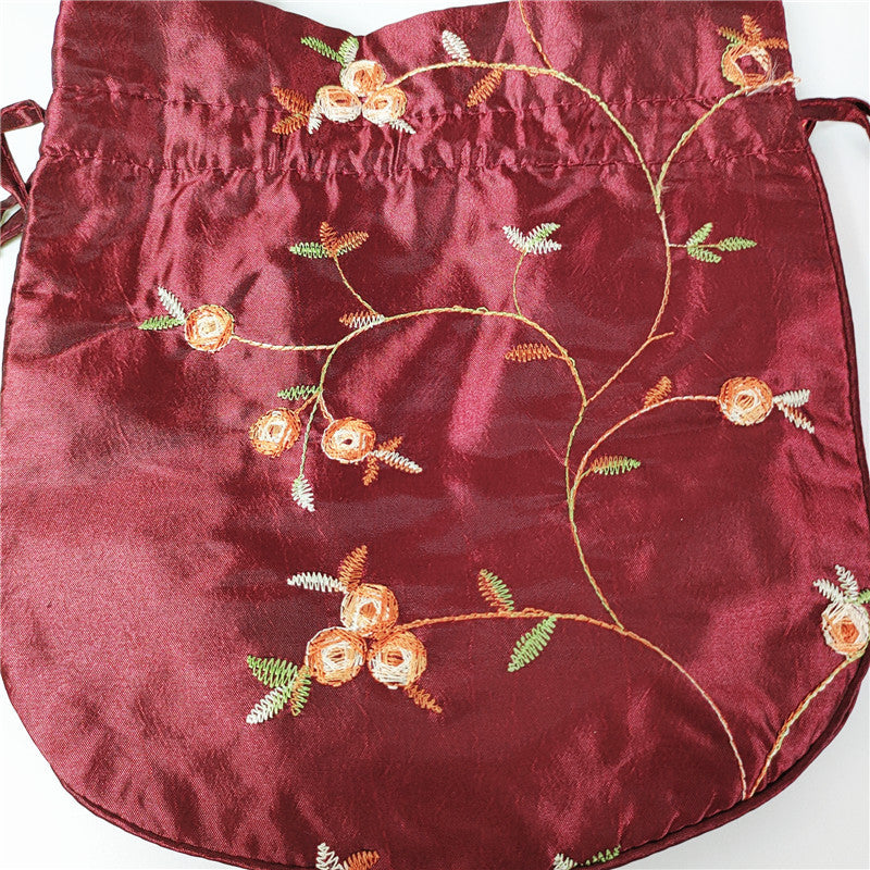 1900s Womens Vintage Masquerade Handbag Embroidery Drawstring Bucket Bag Coin Purses