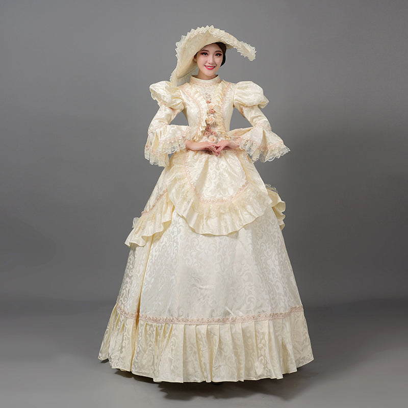 18th Century Rococo Baroque Princess Champagne Stage Costume