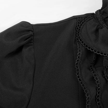 Mens Black Vampire Renaissance Shirt Victorian Steampunk Gothic Ruffled Halloween Costume Chemise Homme
