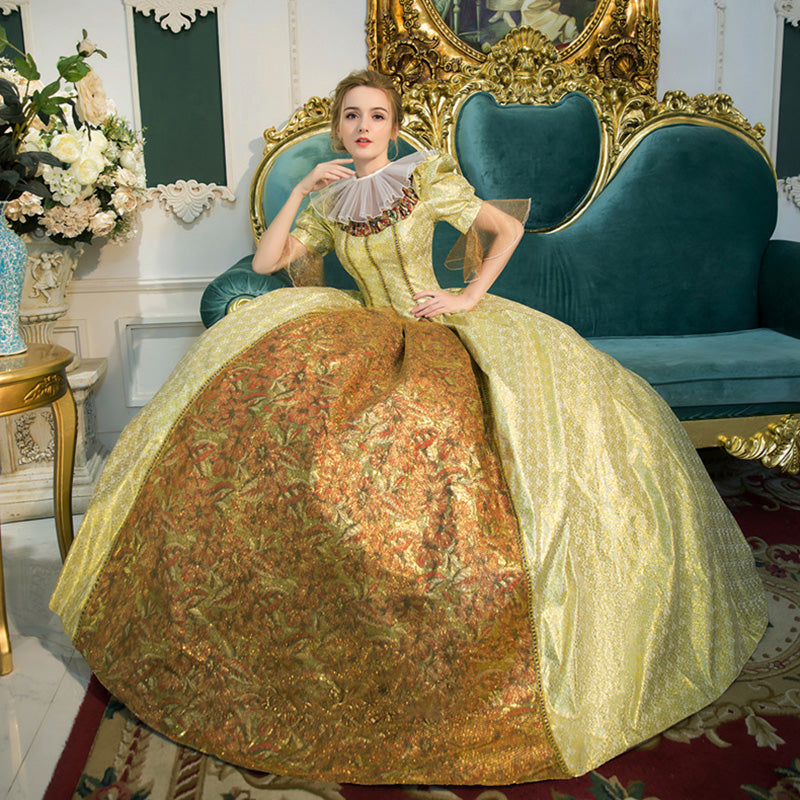 Georgian Marie Antoinette 18th Century Jacquard Fantasy Dress Ball Gown