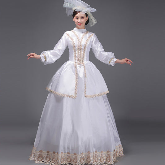 Renaissance Fairy Princess  White Dress Women Vintage Wedding Dress