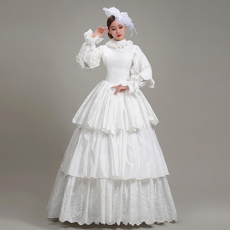 White Princess Victorian Dresses Vintage Wedding Dress Bridal Gown Costumes