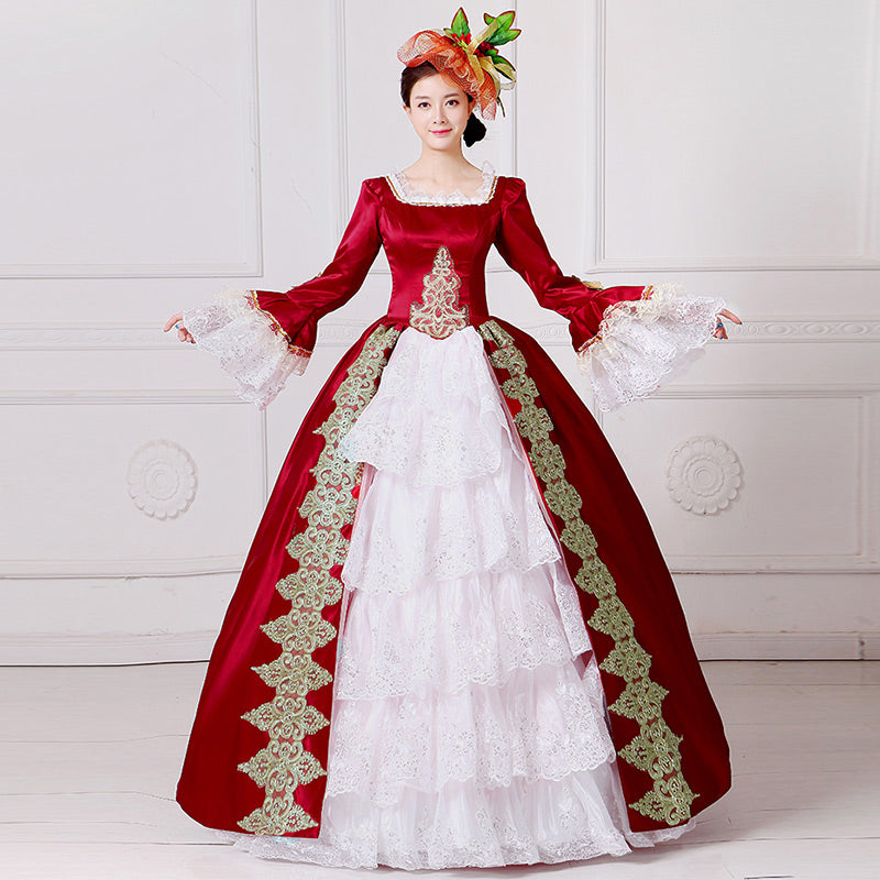 Blue Embroidery Ball Gowns Masquerade Dress Reenactment Women Clothing