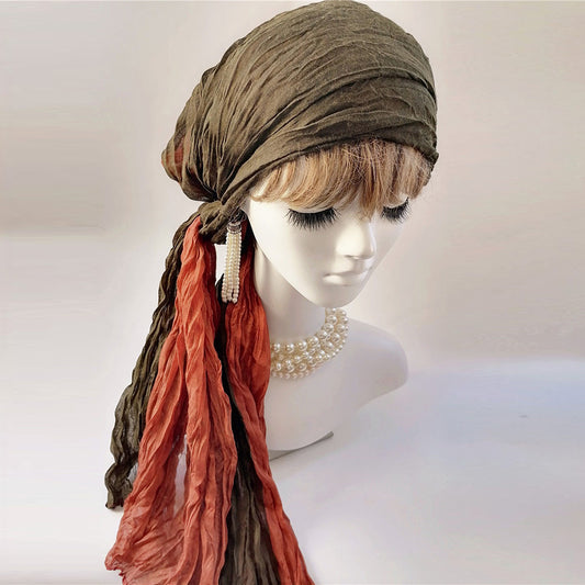 Medieval headscarf linnen vikings reenactment Women Linen Colourful Headscarf