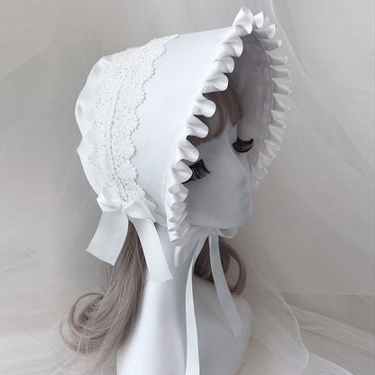 Women's Colonial Mop Cap Medieval Bonnet Hat for Pioneer Cosplay Headwear