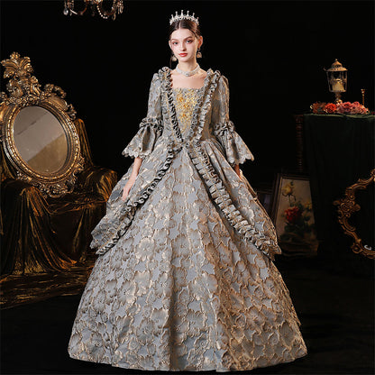 Women Victorian Rococo Dress Renaissance Jacquard Ball Gown Costumes