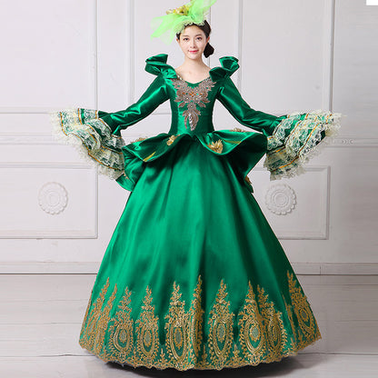 Christmas Fantasy Green Gown Carnival Parade Costumes