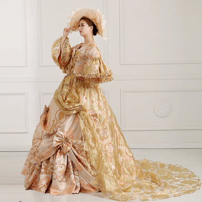 Renaissance Medieval Long Tailing Marie Antoinette Dress Ball Gown Vestido