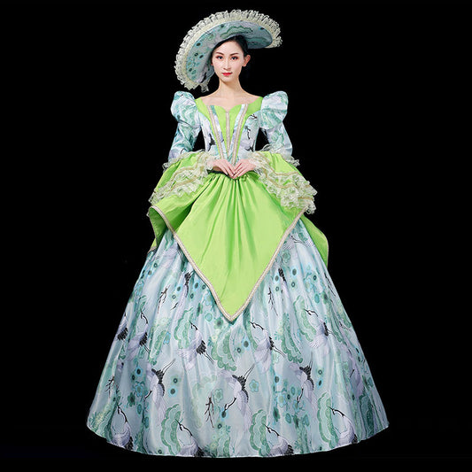 Christmas Carnival Green Princess Dress Women Photoshoot Theatre Costume