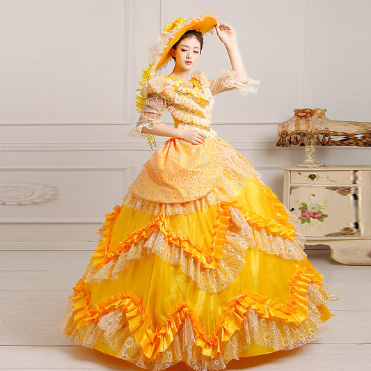 Yellow Southern Belle Party Dress Medieval Marie Antoinette Victorian Queen Dress