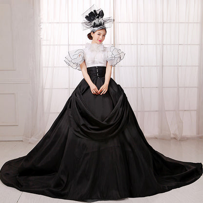 Black And White Punk Rococo Queen Princess Gothic Ball Gown Dress