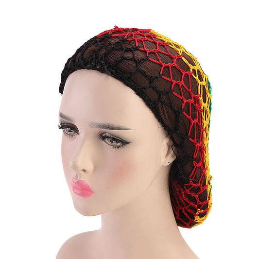 1900s Mesh Hair Net Crochet Cap Soft Rayon Snood Hair Net Colorful Knit Hat