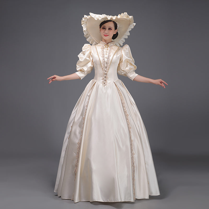 17th 18th Century Champagne Queen Gown Marie Antoinette Masquerade Dress