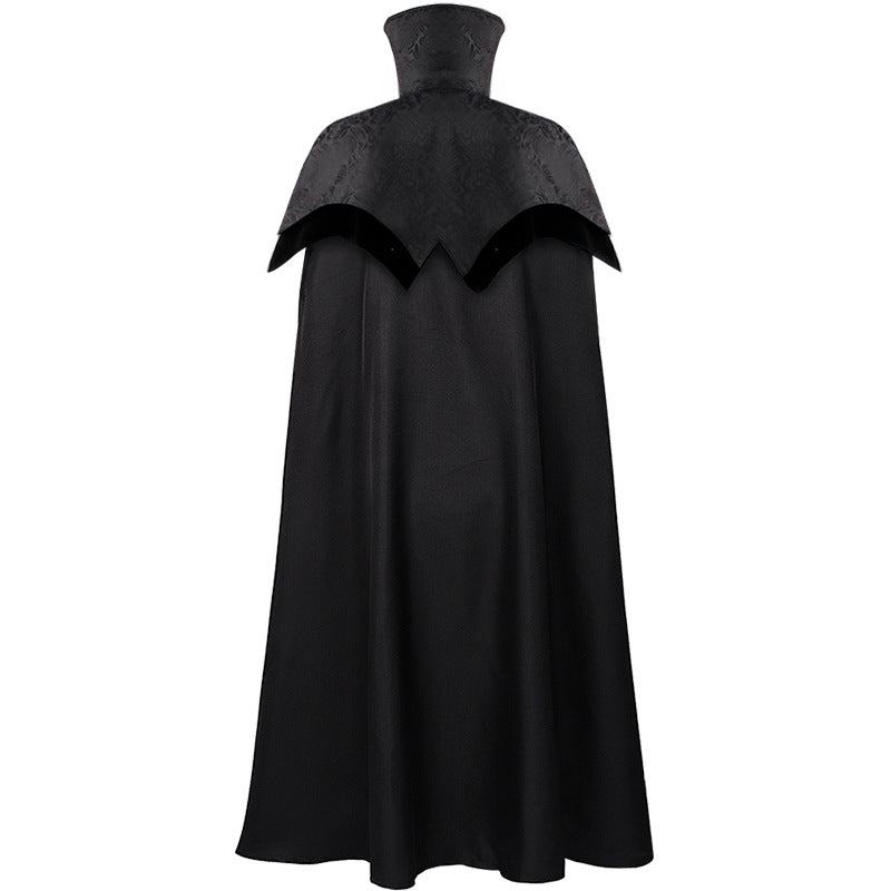 Medieval Gothic Knight Men Black Loose Cape Coats Vintage Windproof Long Robes Cloak Halloween Costumes
