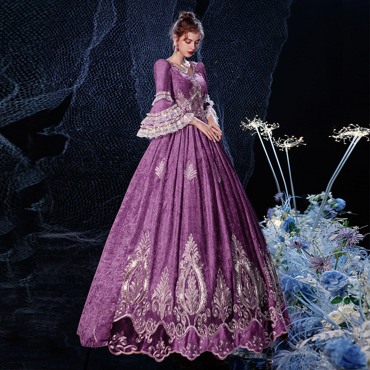 Purple Rococo Southern Belle Queen Masquerade Dress Maire Antoinette Dress