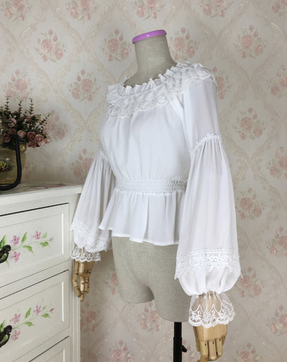 Victorian Blouse for Women Vintage Ruffle Long Sleeve Lolita Shirt