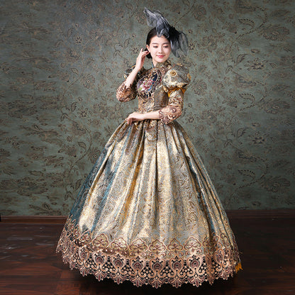 Champagne Marie Antoinette Rococo Dresses Medieval Masquerade Gowns