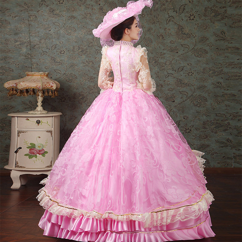 Pink Medival Renaissance Marie Antoinette Ball Gowns Dress