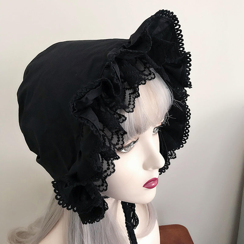Adult Cotton Sleeping Hat Lace Medieval Bonnet Lolita Women's Headwear