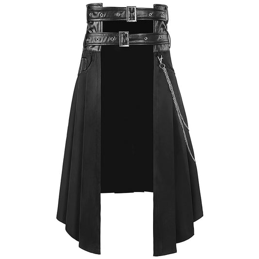 Halloween Men's Rock Gothic Steampunk Asymmetric Skirt Terror Dark Black Skirt