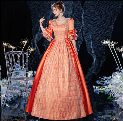 Orange Baroque Rococo Marie Antoinette Dress
