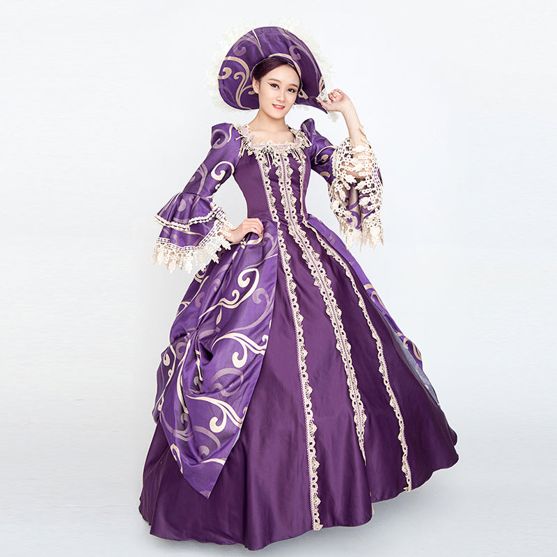 Purple Marie Antoinette Ball Gown Medieval Renaissance Historical Period Ball Gown
