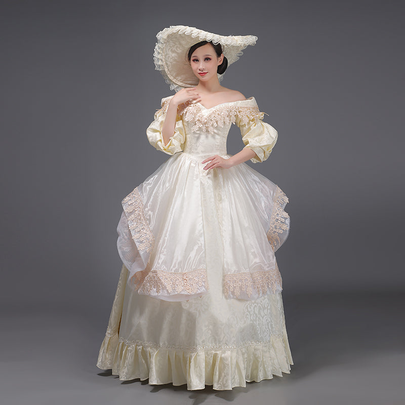 Princess Champagne Off Shoulder Dress Southern Belle Masquerade Dress