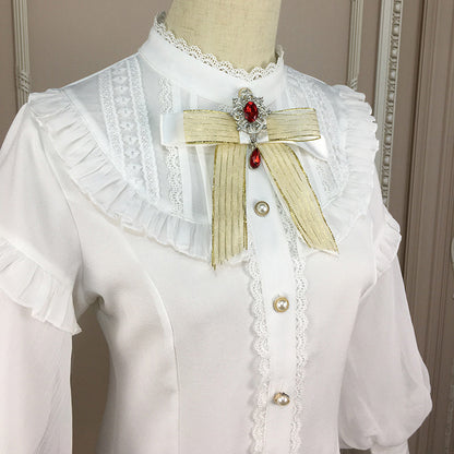 Vintage Ladies Victorian Gothic Blouses Girls White Lolita Shirt Costume