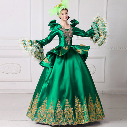 Christmas Fantasy Green Gown Carnival Parade Costumes