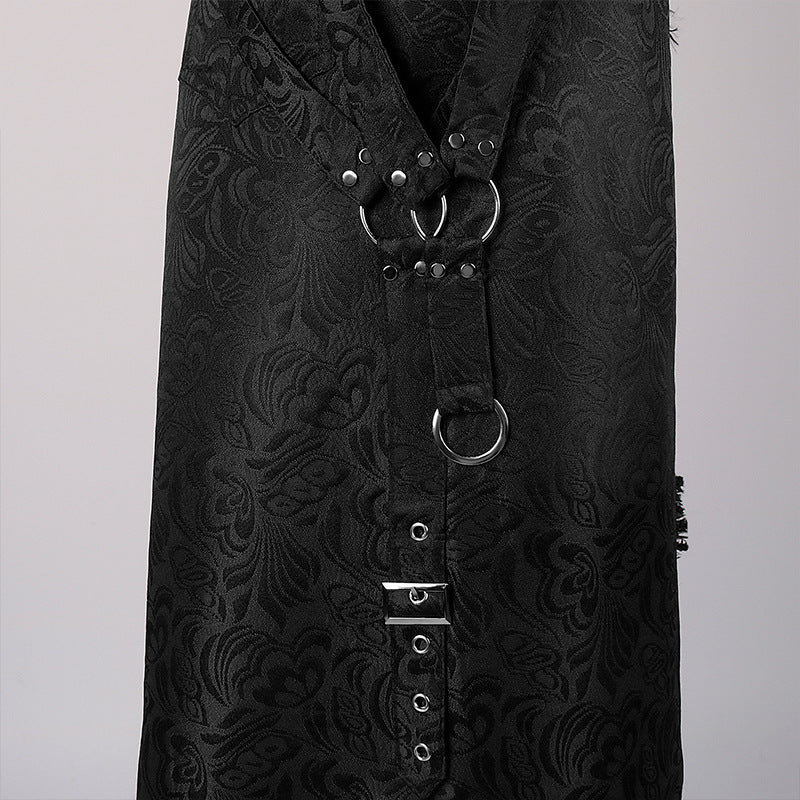 Halloween Rock Steampunk Gothic Asymmetric Jacquard Fur Beard Skirt for Men