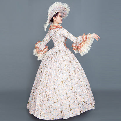 Floral Marie Antoinette Dress Medieval Reenactment Theater Costume