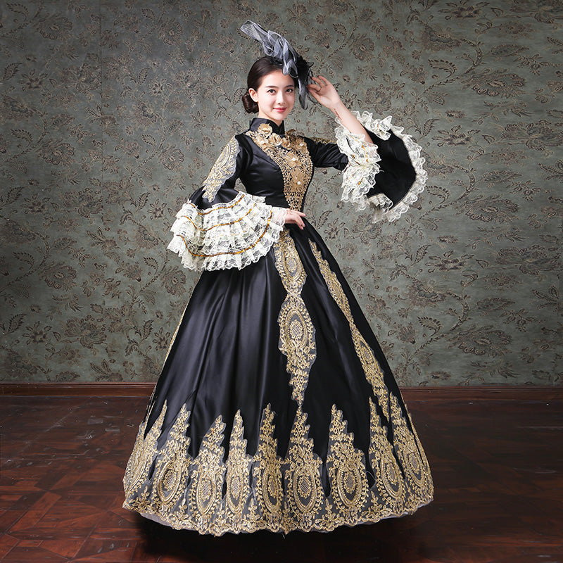 Embroidery Stage Costume Gothic Victorian Carnivale Gowns Dress Theater Costumes