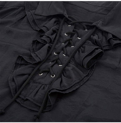 Medieval Viking Pirate Men Shirts Renaissance Lace Up Tops Masquerade Party Wear Costumes Long Sleeve Casual White Shirt