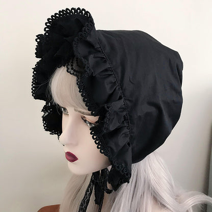 Adult Cotton Sleeping Hat Lace Medieval Bonnet Lolita Women's Headwear