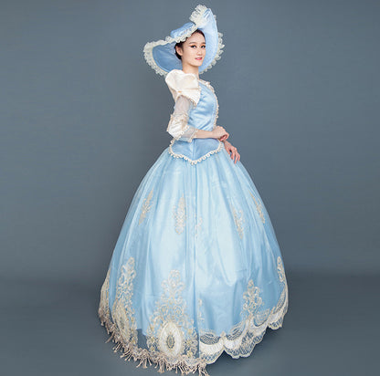 Blue Cinderella Cosplay Lolita Dress Rococo Fairytale Fancy Dress