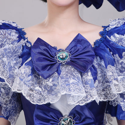 Blue Embroidery Marie Antoinette Rococo Party Dresses