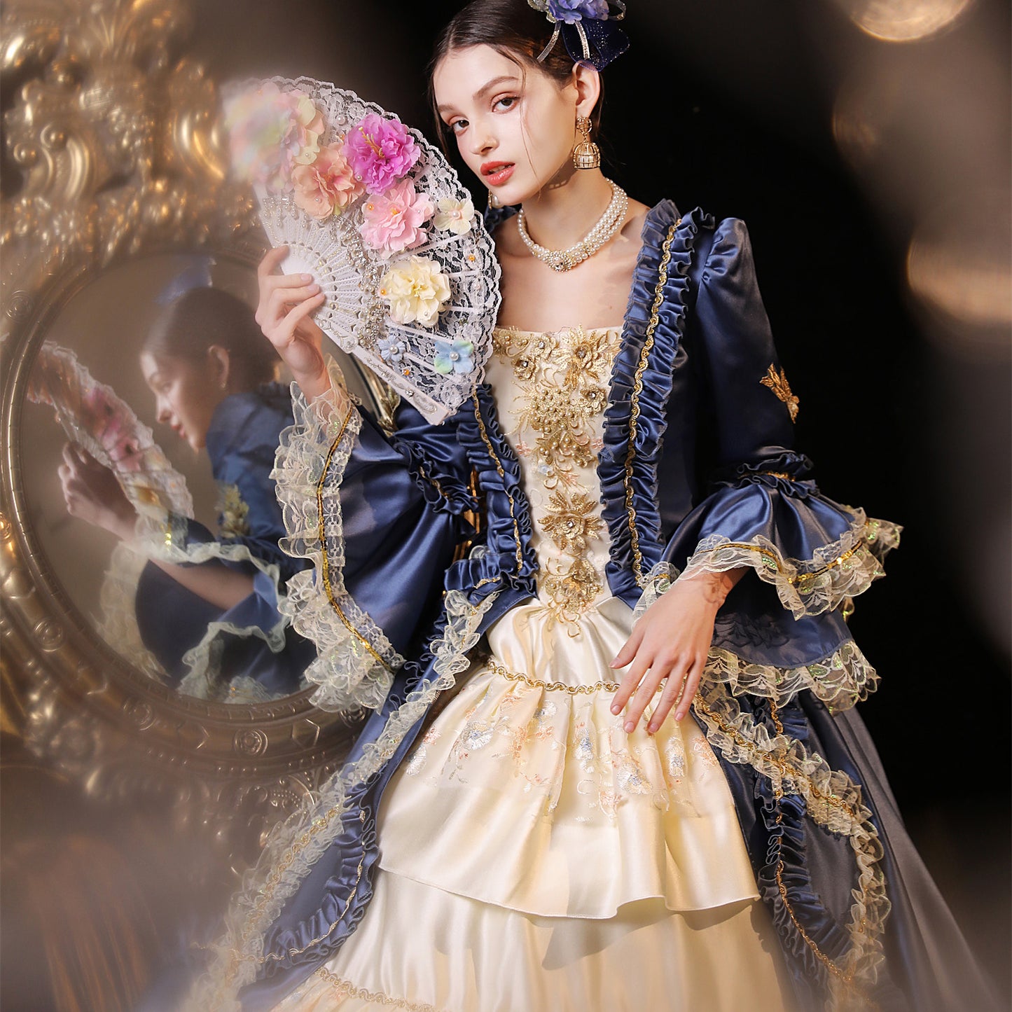 Women Blue Victorian Dress Rococo Southern Belle Masquerade Costumes