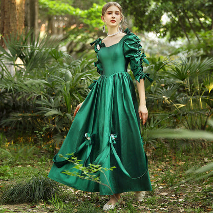 Victorian Party Green Dress Women Masquerade Ball Gown Theater Costume