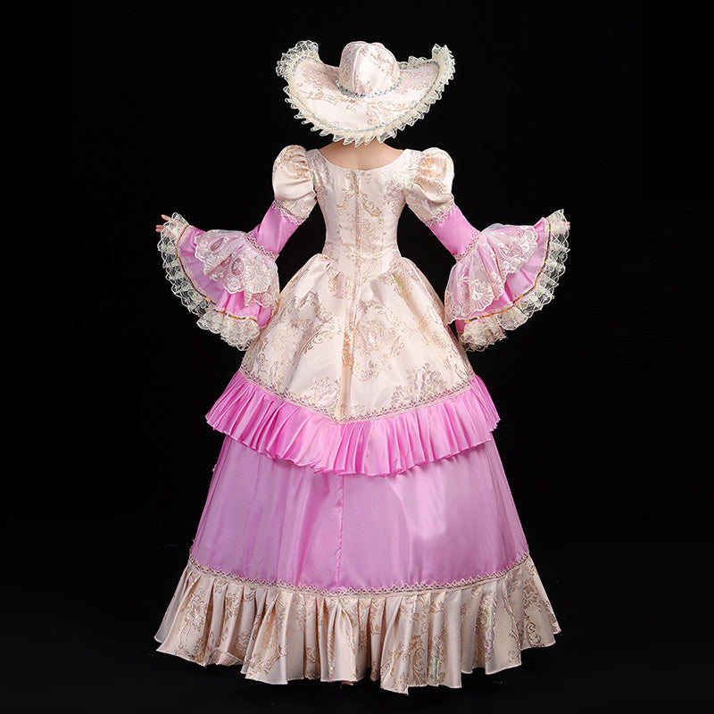 Yellow/Blue/Pink Masquerade Fancy Dress Baroque Masquerade Historical Costume