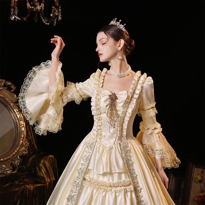Women's Rococo Square Neckline Marie Antoinette Costume Masquerade Ball Gown Dress