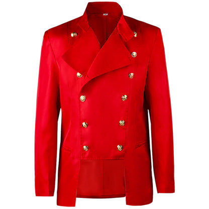 Theater Performance Men's Jacket Christmas Red Men's Ball Gown Tailcoat
