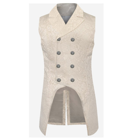 Renaissance Jacquard Waistoat Gothic Swallowtail Jacket Vest Victorian Tailcoat