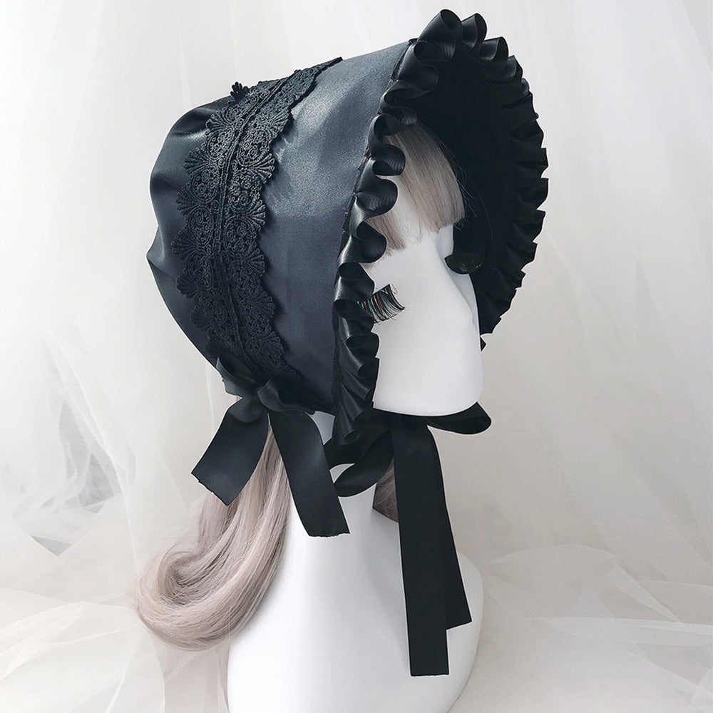 Women's Colonial Mop Cap Medieval Bonnet Hat for Pioneer Cosplay Headwear