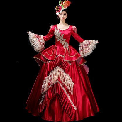 Carnival Parade Group Costume Masquerade Burgundy Dress