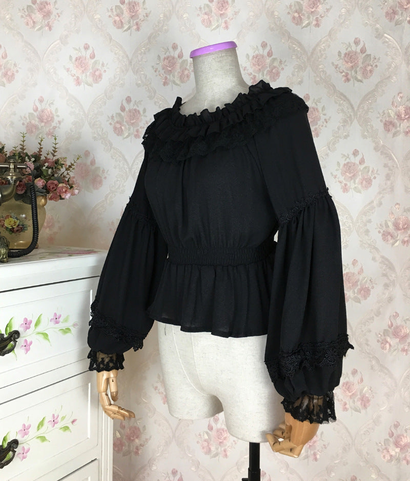 Victorian Blouse for Women Vintage Ruffle Long Sleeve Lolita Shirt
