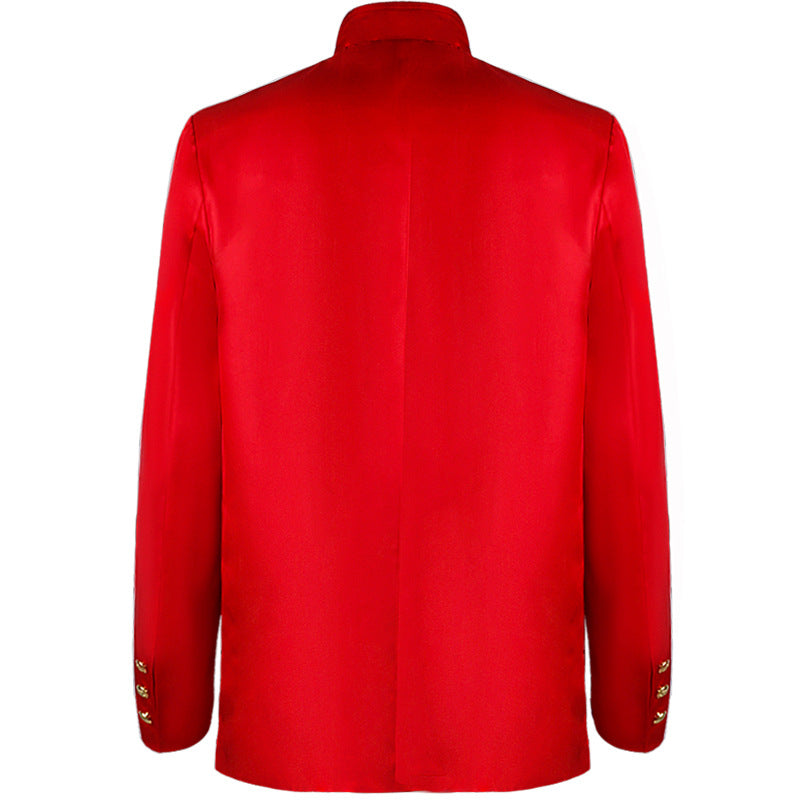 Theater Performance Men's Jacket Christmas Red Men's Ball Gown Tailcoat
