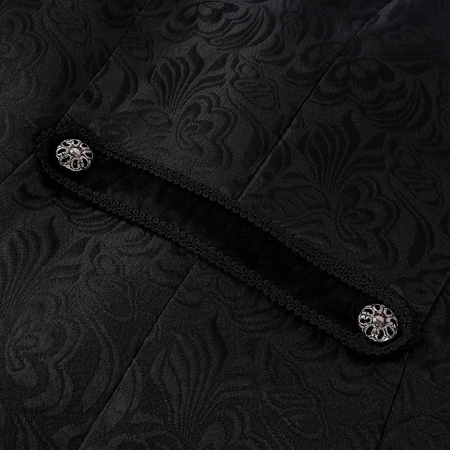 Halloween Black Men's Jacquard Jacket 1800S Regency Gothic Steampunk Long Outfit