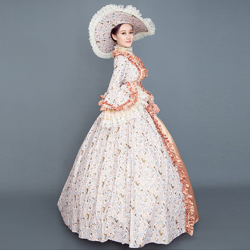Floral Marie Antoinette Dress Medieval Reenactment Theater Costume