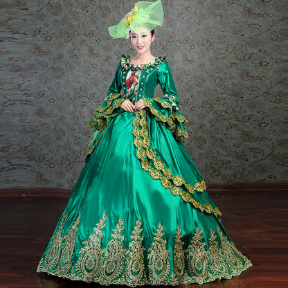 Marie Antoinette Gown Masquerade Party Dress Women Green Theater Clothing